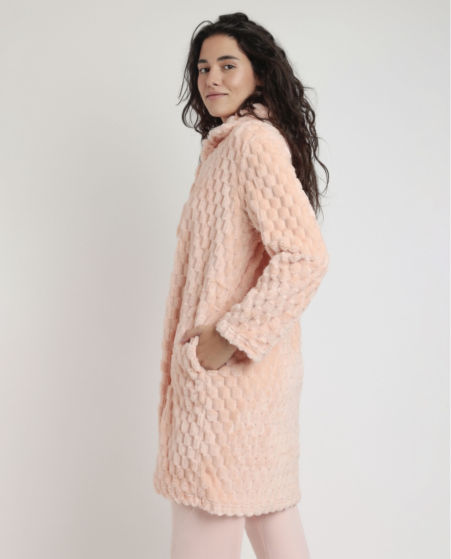 ADMAS CLASSIC Bata Manga Larga Calentita Soft Sleep para Mujer CORAL