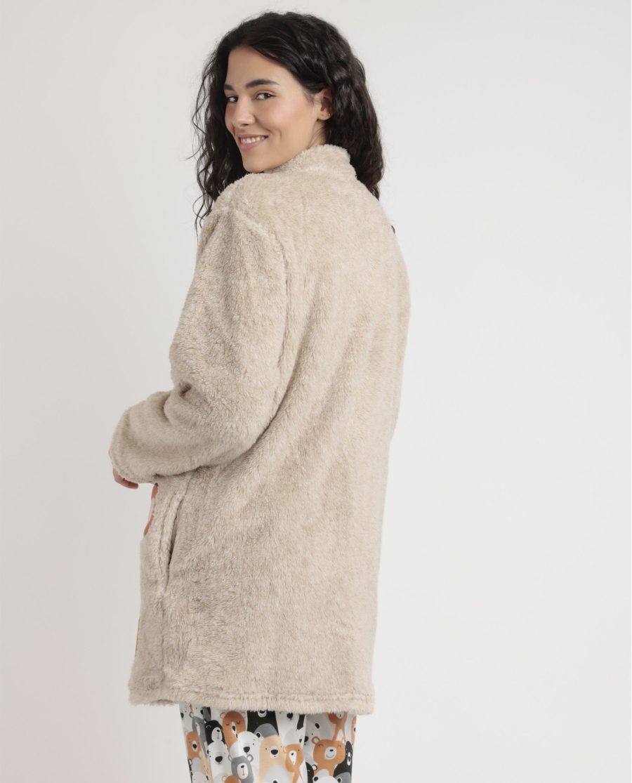 ADMAS Bata Manga Larga Calentita Family Bear Cremallera para Mujer BEIGE ADMAS Bata Manga Larga Calentita Family Bear Cremallera para Mujer BEIGE