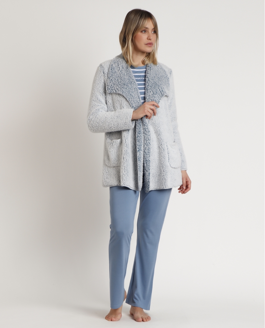 ADMAS HOME Bata Manga Larga Calentita Fluida para Mujer AZUL ADMAS HOME Bata Manga Larga Calentita Fluida para Mujer AZUL
