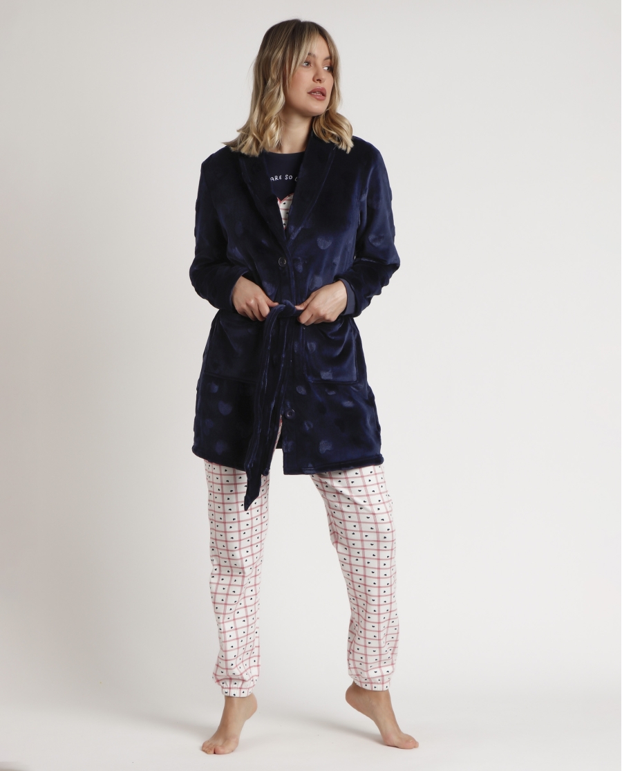 ADMAS Bata Manga Larga Calentita You Are So Loved para Mujer MARINO ADMAS Bata Manga Larga Calentita You Are So Loved para Mujer MARINO