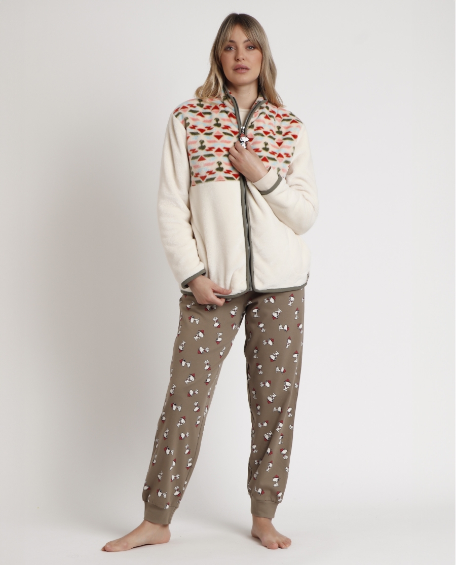 PEANUTS Bata Manga Larga Calentita Beagle Scouts para Mujer CRUDO