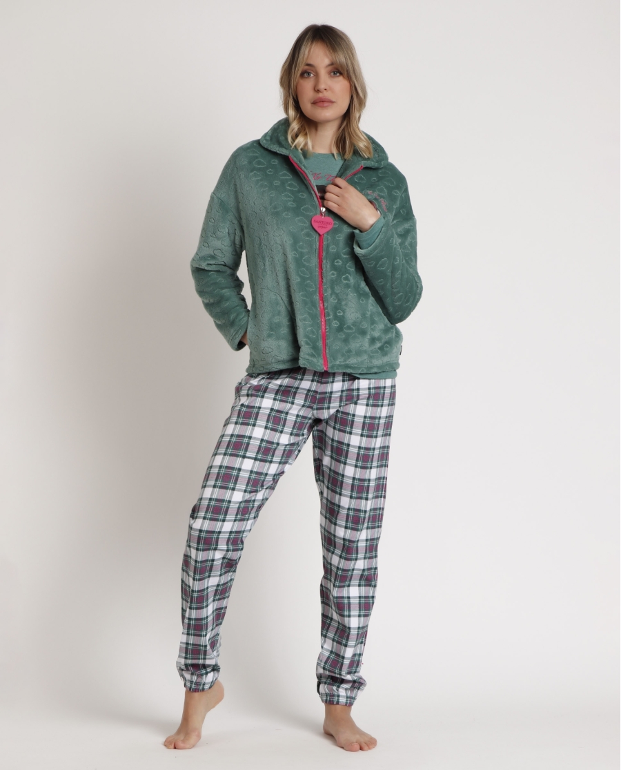 SANTORO GORJUSS Bata Manga Larga Calentita Be Kind To The Planet para Mujer VERDE HOJA SANTORO GORJUSS Bata Manga Larga Calentita Be Kind To The Planet para Mujer VERDE HOJA