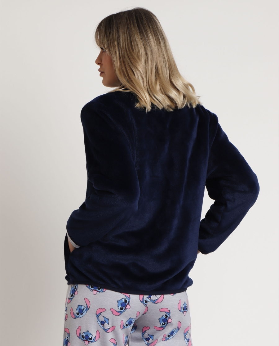 DISNEY Bata Manga Larga Calentita Stitch Faces para Mujer MARINO DISNEY Bata Manga Larga Calentita Stitch Faces para Mujer MARINO