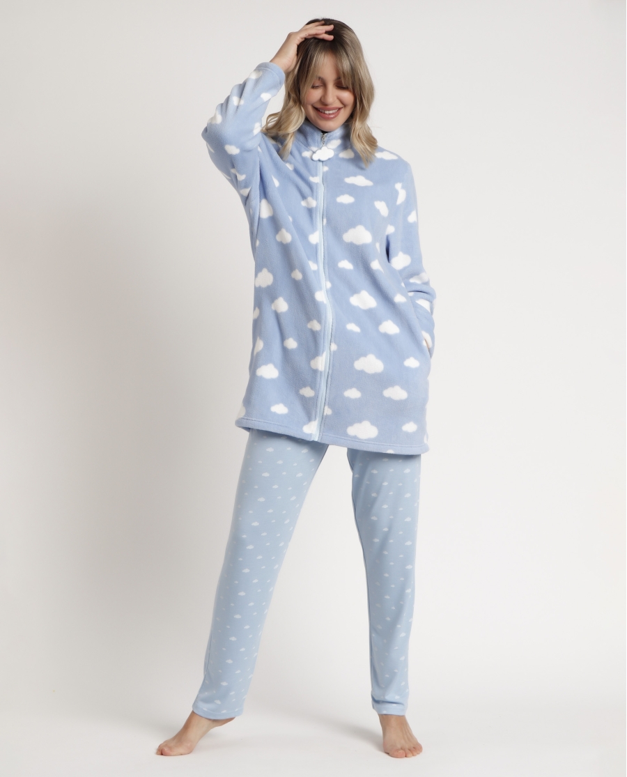 STAY AT HOME Bata Manga Larga Calentita It´s Time To Sleep para Mujer AZUL STAY AT HOME Bata Manga Larga Calentita It´s Time To Sleep para Mujer AZUL