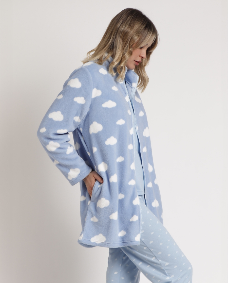 STAY AT HOME Bata Manga Larga Calentita It´s Time To Sleep para Mujer AZUL STAY AT HOME Bata Manga Larga Calentita It´s Time To Sleep para Mujer AZUL