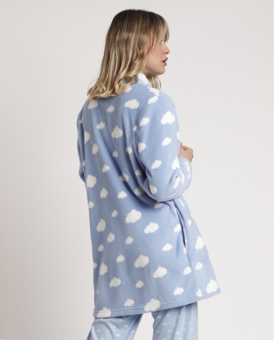 STAY AT HOME Bata Manga Larga Calentita It´s Time To Sleep para Mujer AZUL STAY AT HOME Bata Manga Larga Calentita It´s Time To Sleep para Mujer AZUL