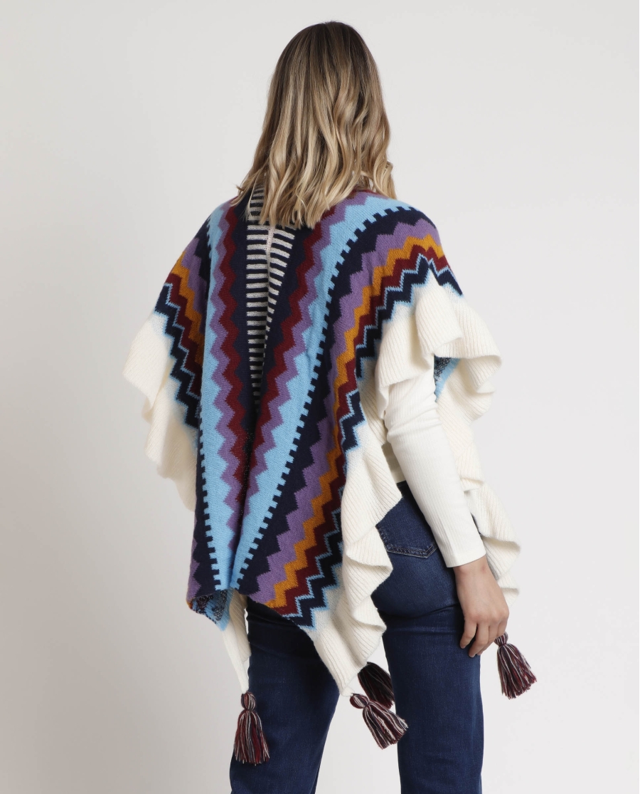 ADMAS Chal de Punto Volantes para Mujer MULTICOLOR