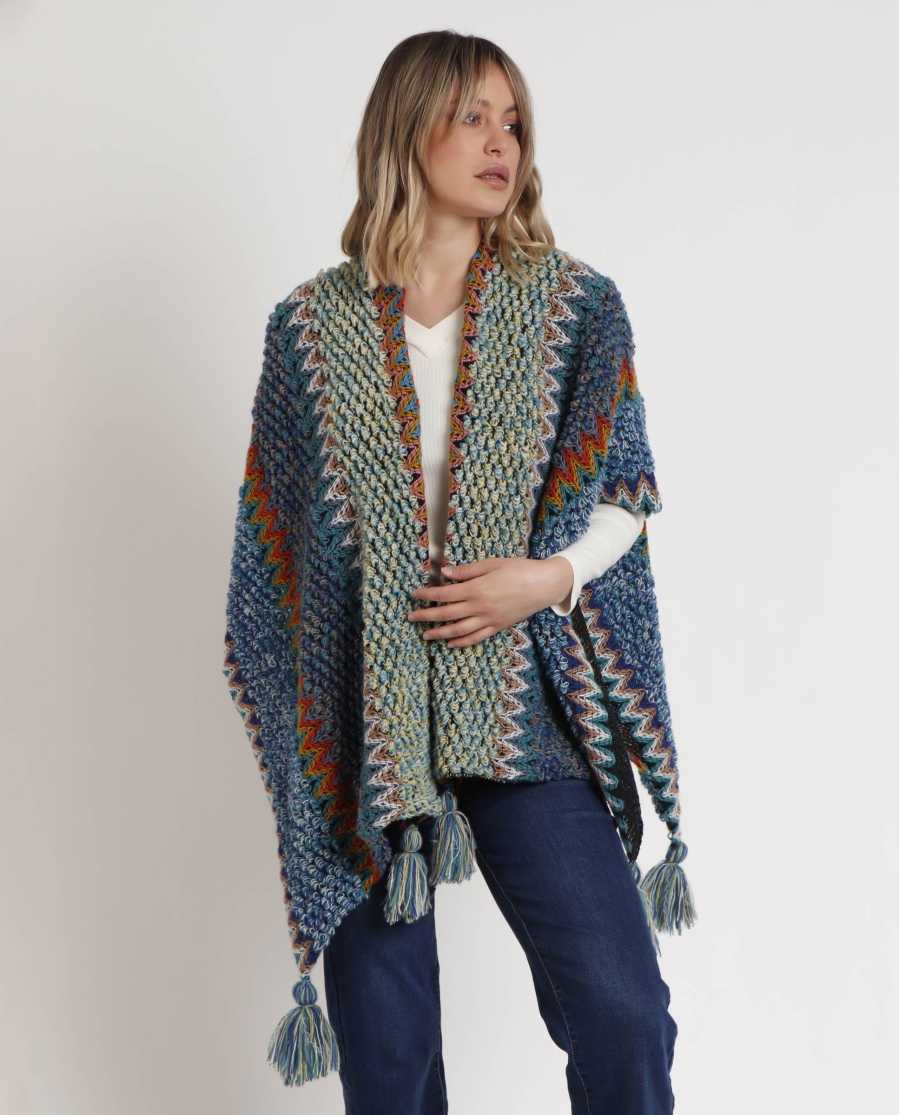 ADMAS Chal de Punto Boho para Mujer AZUL ADMAS Chal de Punto Boho para Mujer AZUL