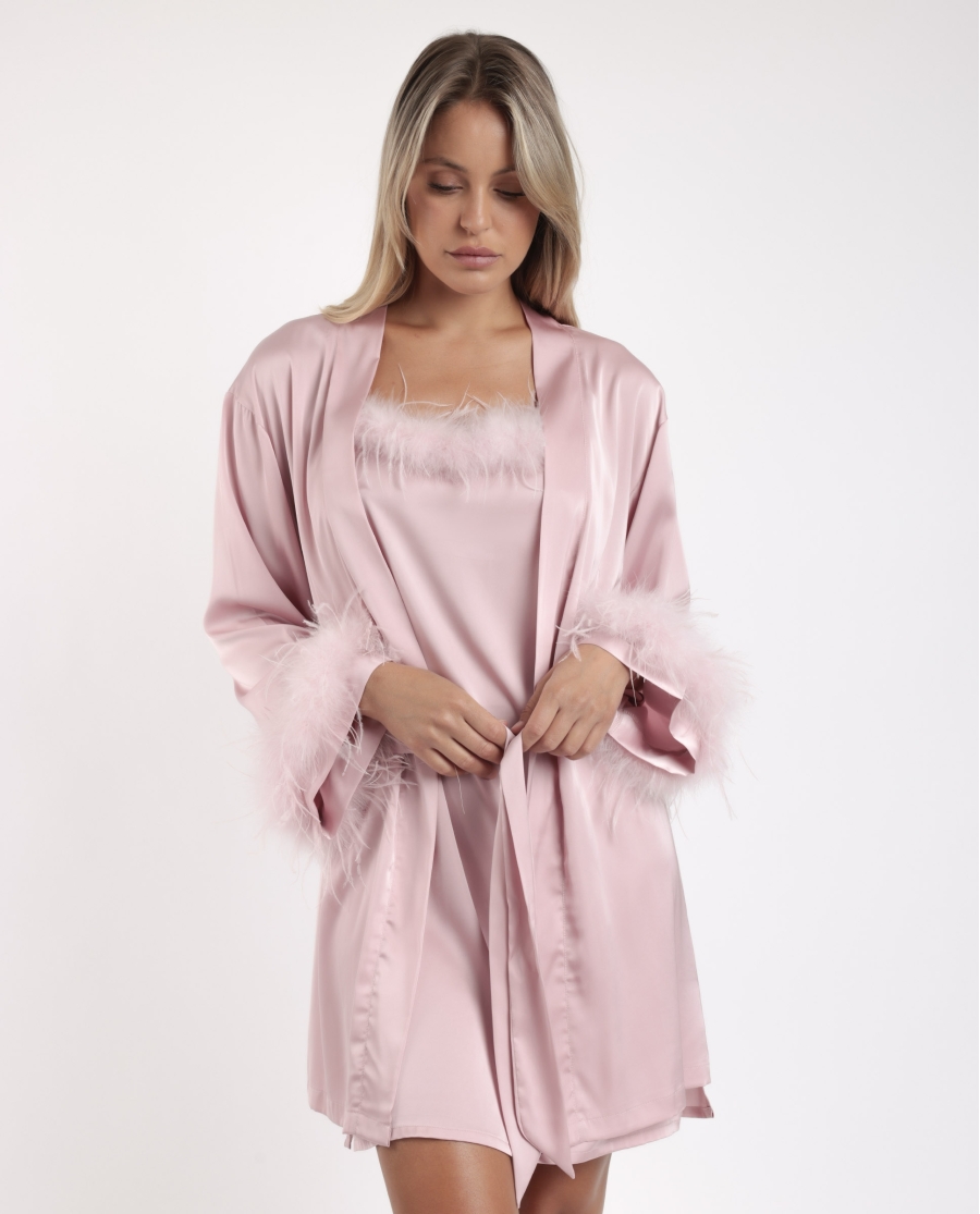 ADMAS LUXURY Bata Manga Larga Marabu Luxe para Mujer PETALO ADMAS LUXURY Bata Manga Larga Marabu Luxe para Mujer PETALO