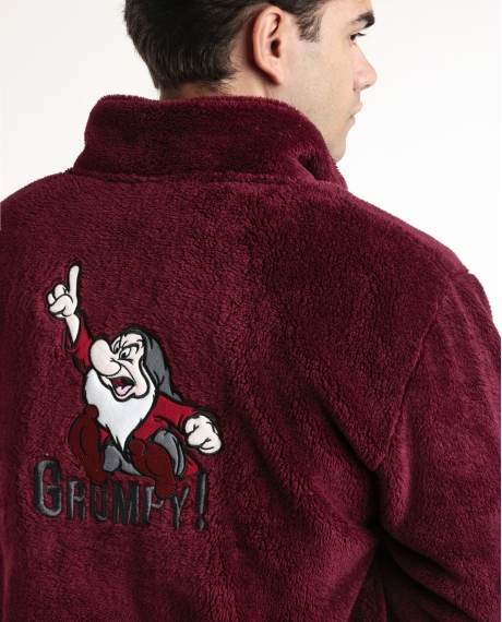 DISNEY Bata Manga Larga Calentita Grumpy Are You Talking with Me para Hombre BURDEOS 2