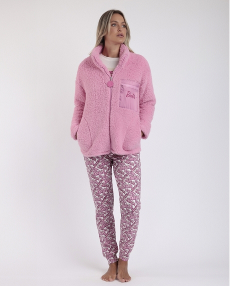 BARBIE Bata Manga Larga Calentita Borreguito Sweet para Mujer ROSA