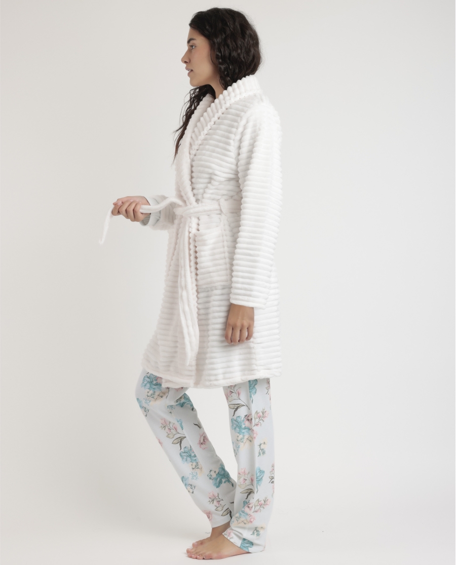 ADMAS CLASSIC Bata Manga Larga Calentita Soft Hearts para Mujer CRUDO ADMAS CLASSIC Bata Manga Larga Calentita Soft Hearts para Mujer CRUDO