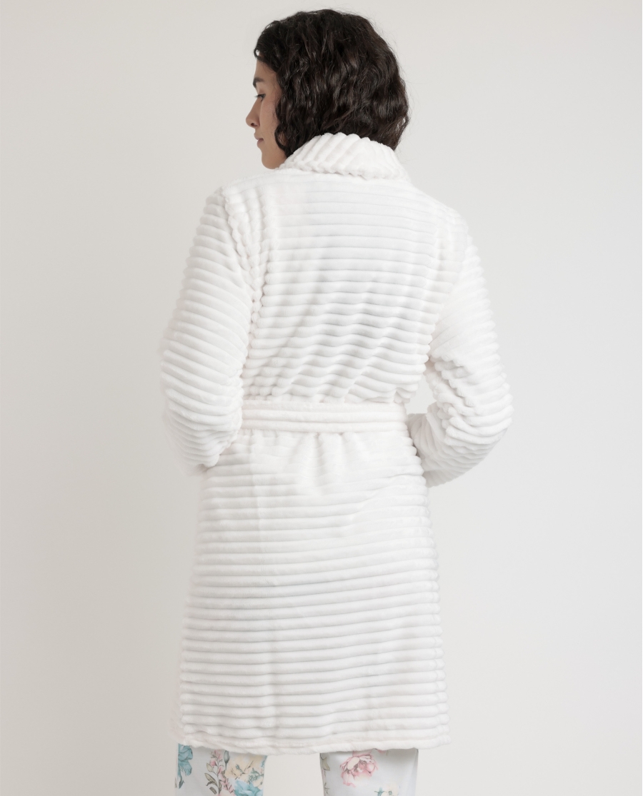 ADMAS CLASSIC Bata Manga Larga Calentita Soft Hearts para Mujer CRUDO ADMAS CLASSIC Bata Manga Larga Calentita Soft Hearts para Mujer CRUDO