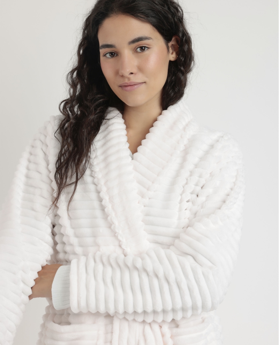 ADMAS CLASSIC Bata Manga Larga Calentita Soft Hearts para Mujer CRUDO ADMAS CLASSIC Bata Manga Larga Calentita Soft Hearts para Mujer CRUDO