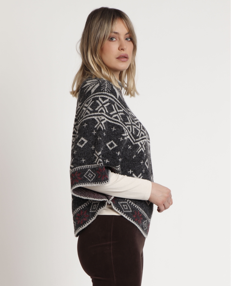 ADMAS Poncho de Punto Cenefa Snow para Mujer GRIS ADMAS Poncho de Punto Cenefa Snow para Mujer GRIS