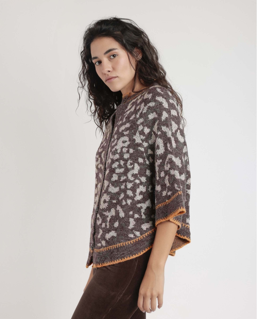 ADMAS Poncho de Punto Abierto Botones para Mujer MARRON ADMAS Poncho de Punto Abierto Botones para Mujer MARRON