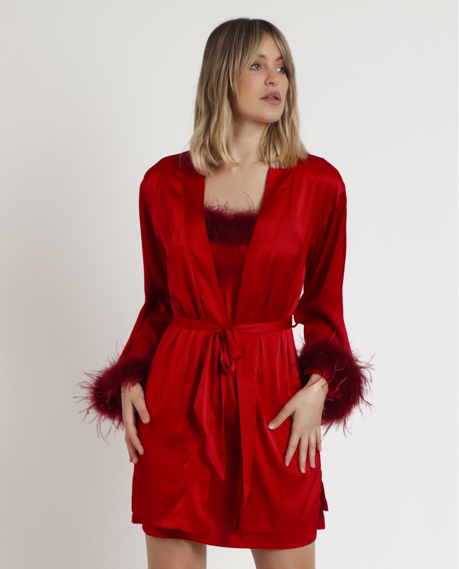 ADMAS CLASSIC  Bata Manga Larga Marabu Luxe Christmas para Mujer ROJO ADMAS CLASSIC  Bata Manga Larga Marabu Luxe Christmas para Mujer ROJO