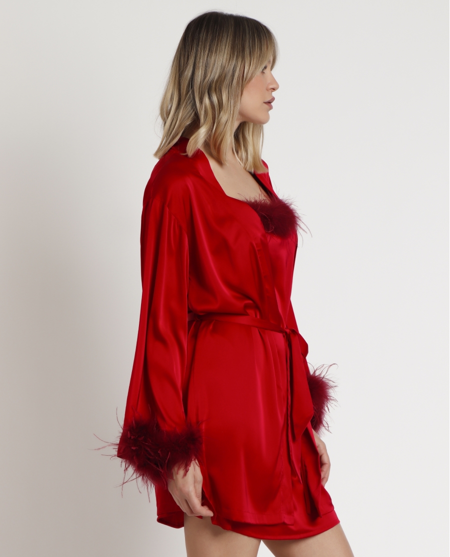 ADMAS CLASSIC  Bata Manga Larga Marabu Luxe Christmas para Mujer ROJO ADMAS CLASSIC  Bata Manga Larga Marabu Luxe Christmas para Mujer ROJO