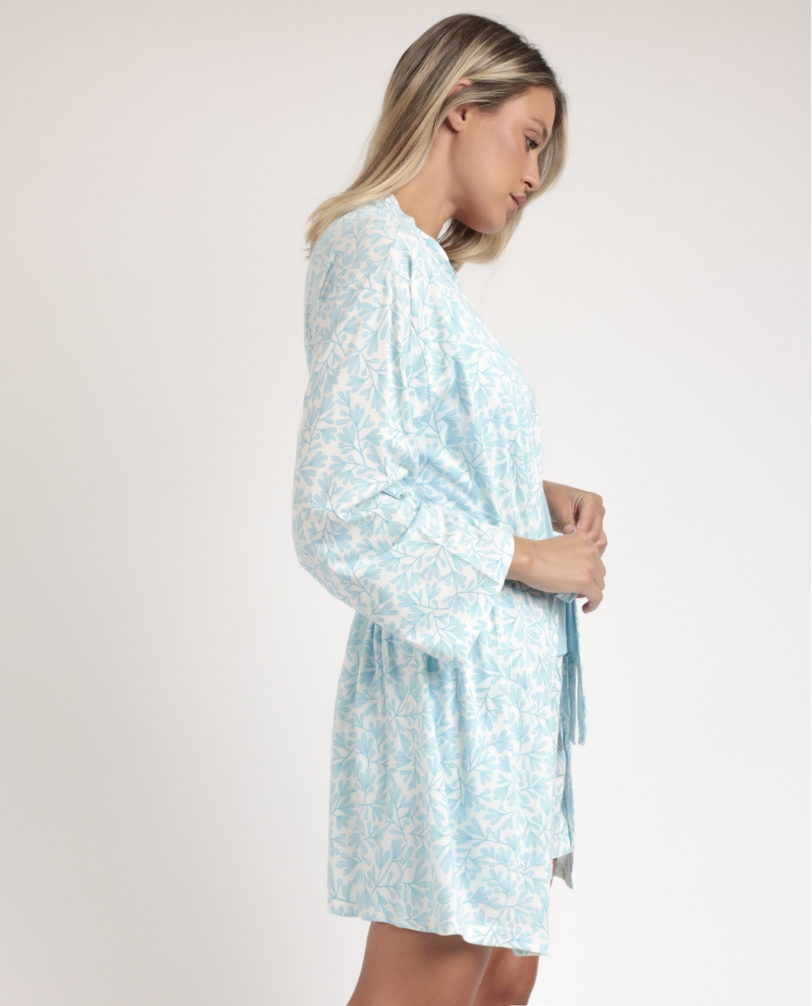 ADMAS CLASSIC Bata Manga Larga Spring Leaves para Mujer AZUL ADMAS CLASSIC Bata Manga Larga Spring Leaves para Mujer AZUL