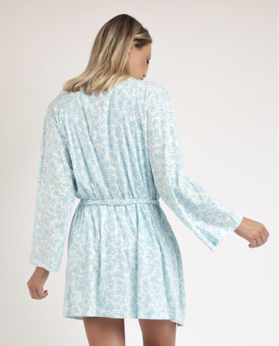 ADMAS CLASSIC Bata Manga Larga Spring Leaves para Mujer AZUL ADMAS CLASSIC Bata Manga Larga Spring Leaves para Mujer AZUL