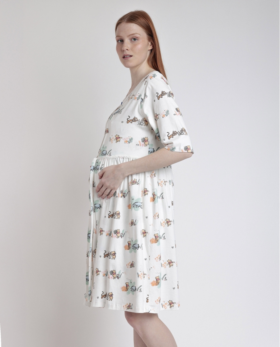 DISNEY Bata Manga Francesa Maternity Just For You para Mujer CRUDO DISNEY Bata Manga Francesa Maternity Just For You para Mujer CRUDO