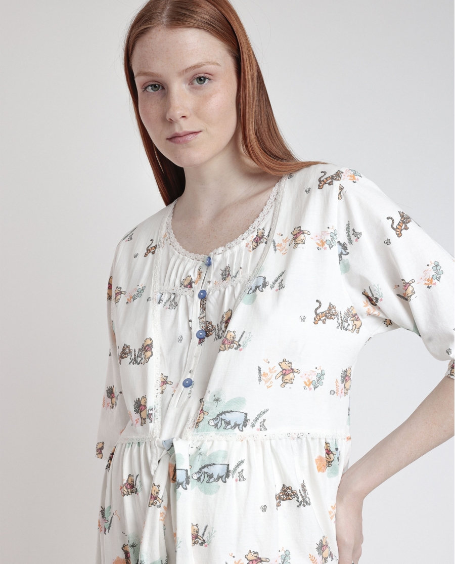 DISNEY Bata Manga Francesa Maternity Just For You para Mujer CRUDO DISNEY Bata Manga Francesa Maternity Just For You para Mujer CRUDO