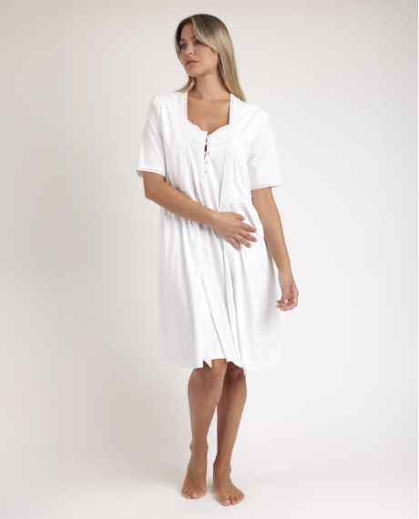 ADMAS CLASSIC Bata Manga Corta Dream Bridge para Mujer BLANCO