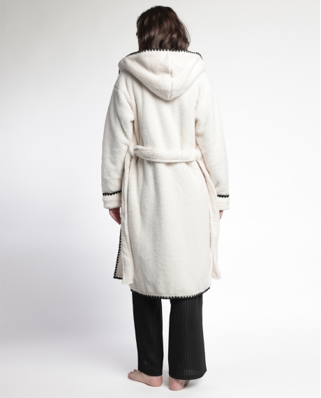 ADMAS LUXURY Bata Manga Larga Calentita Stitching para Mujer CRUDO 2