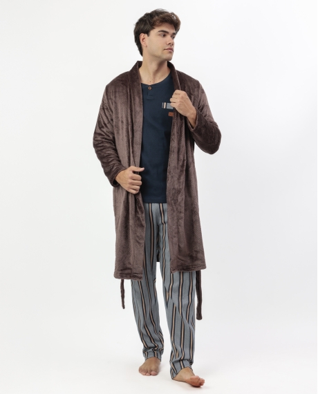 ANTONIO MIRO Bata Manga Larga Calentita Spiga para Hombre CHOCOLATE