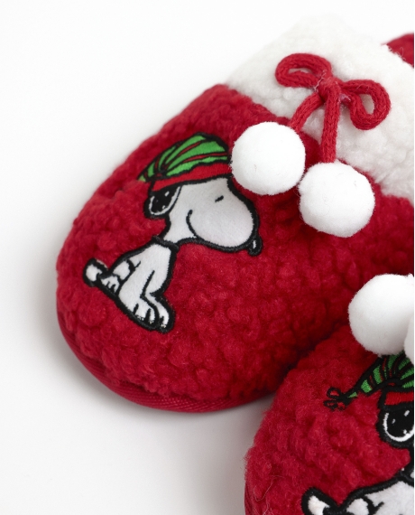PEANUTS Zapatillas De Estar Por Casa Sherpa Snoopy para Niña, (Caja 6 unidades) ROJO 2
