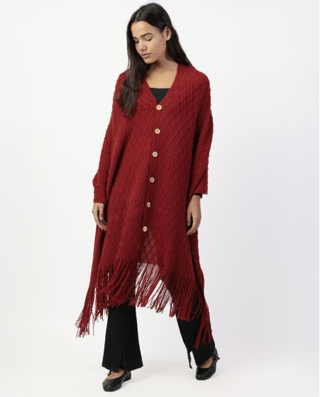 ADMAS Poncho de Punto Abierto Botones Knitted Elegance para Mujer CALDERA