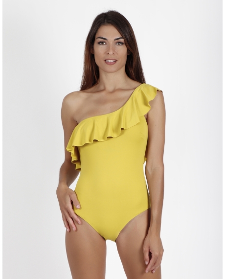 ADMAS Bañador Copas Volante Lateral para Mujer PISTACHO