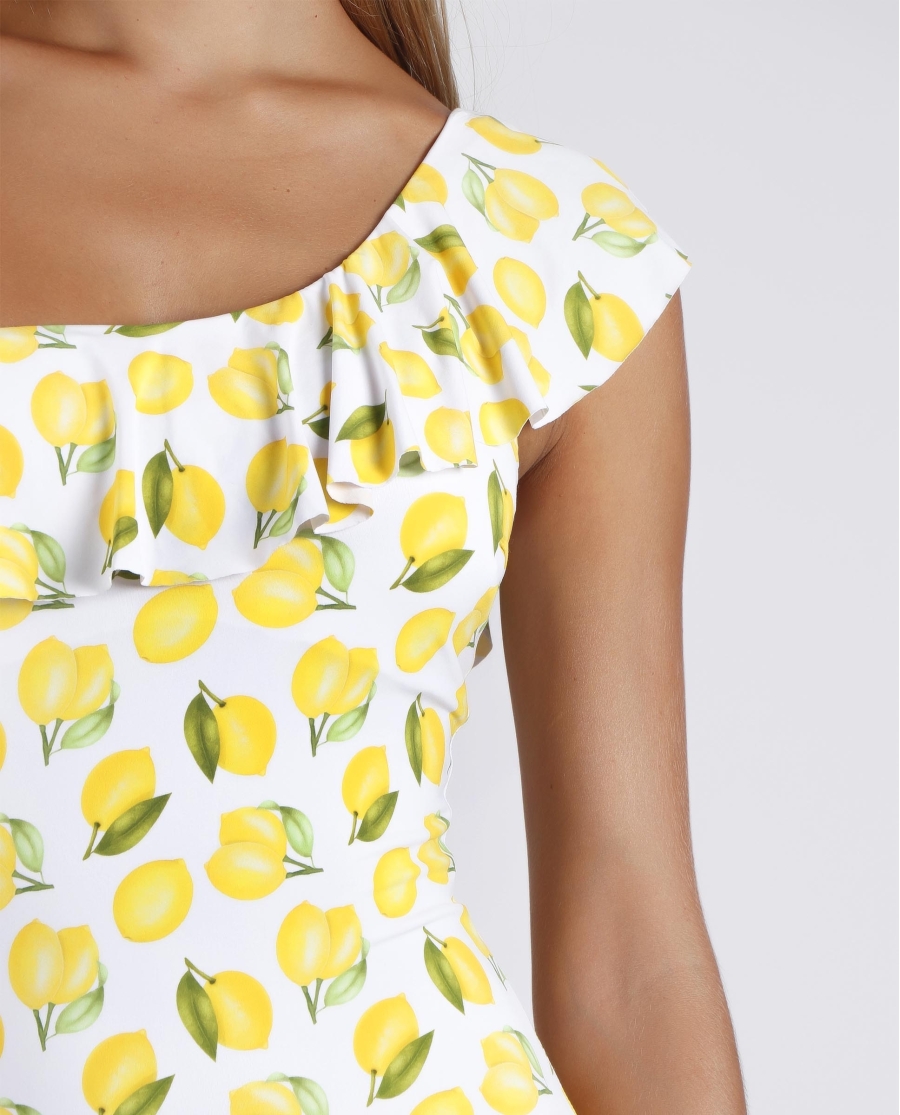 ADMAS Bañador Copas Volante Lemons para Mujer LIMONES