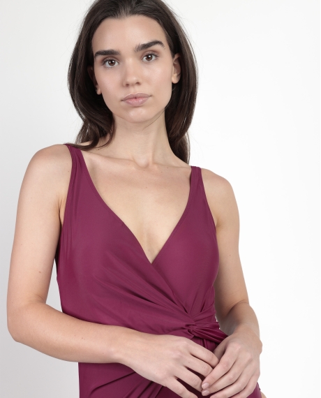 ADMAS Bañador Reductor Nudo Curvy para Mujer BURDEOS 2