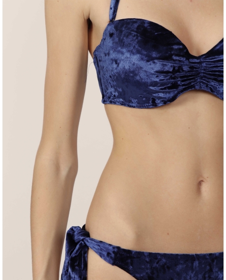 ADMAS Bikini Bandeau Push Up Velvet para Mujer AZUL 2