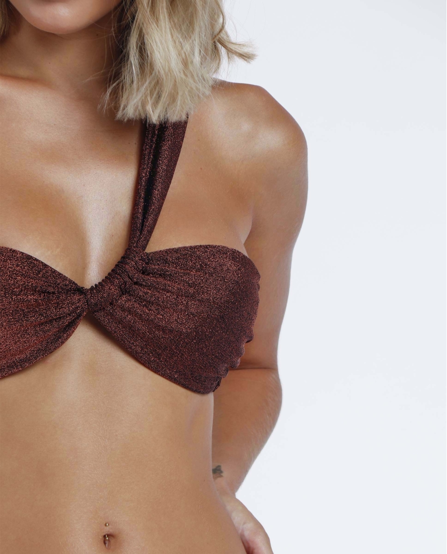 ADMAS Bikini Bandeau Night Summer para Mujer COBRE