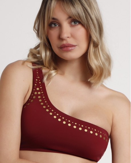 ADMAS Bikini Asimétrico Metallic Stones para Mujer BURDEOS 2