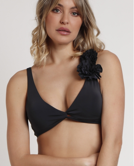 ADMAS Bikini Halter Drapeado Beach Style para Mujer NEGRO 2