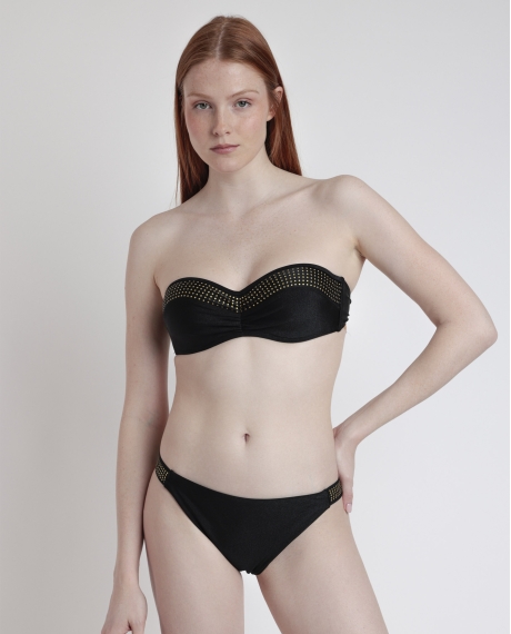 ADMAS Bikini Bandeau Punk Beach para Mujer NEGRO