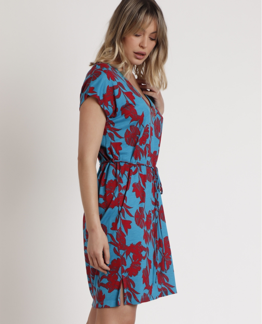 ADMAS Vestido Manga Corta Waves para Mujer TURQUESA