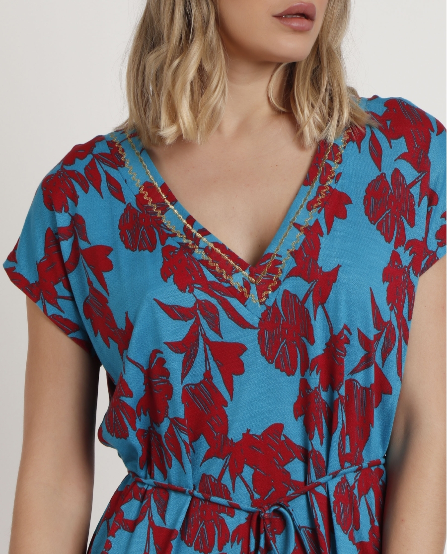 ADMAS Vestido Manga Corta Waves para Mujer TURQUESA