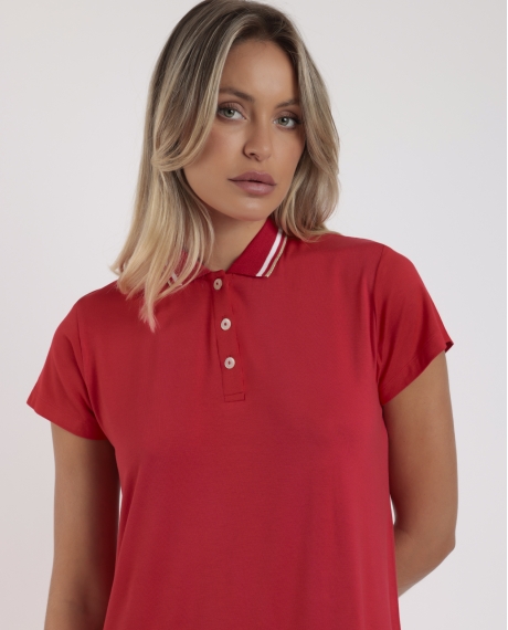 ADMAS Vestido Manga Corta Polo Sport Luxe para Mujer ROJO 2