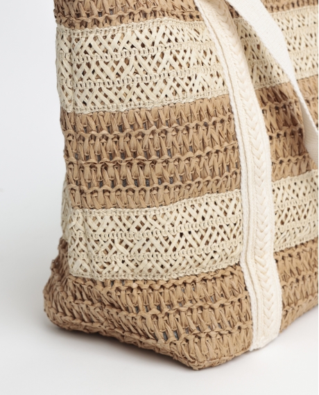 ADMAS Bolso Playa Franjas Bicolor para Mujer NATURAL 2