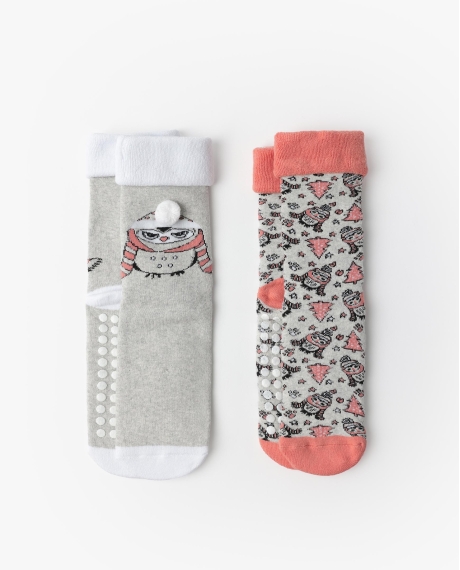 ADMAS Calcetín Antideslizante Winter Owl para Mujer, (Caja de 6 pares) SURTIDO
