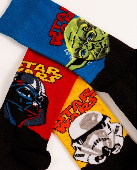 STAR WARS Calcetín Mediano Color Comic para Hombre, (Caja de 6 unidades) SURTIDO 2