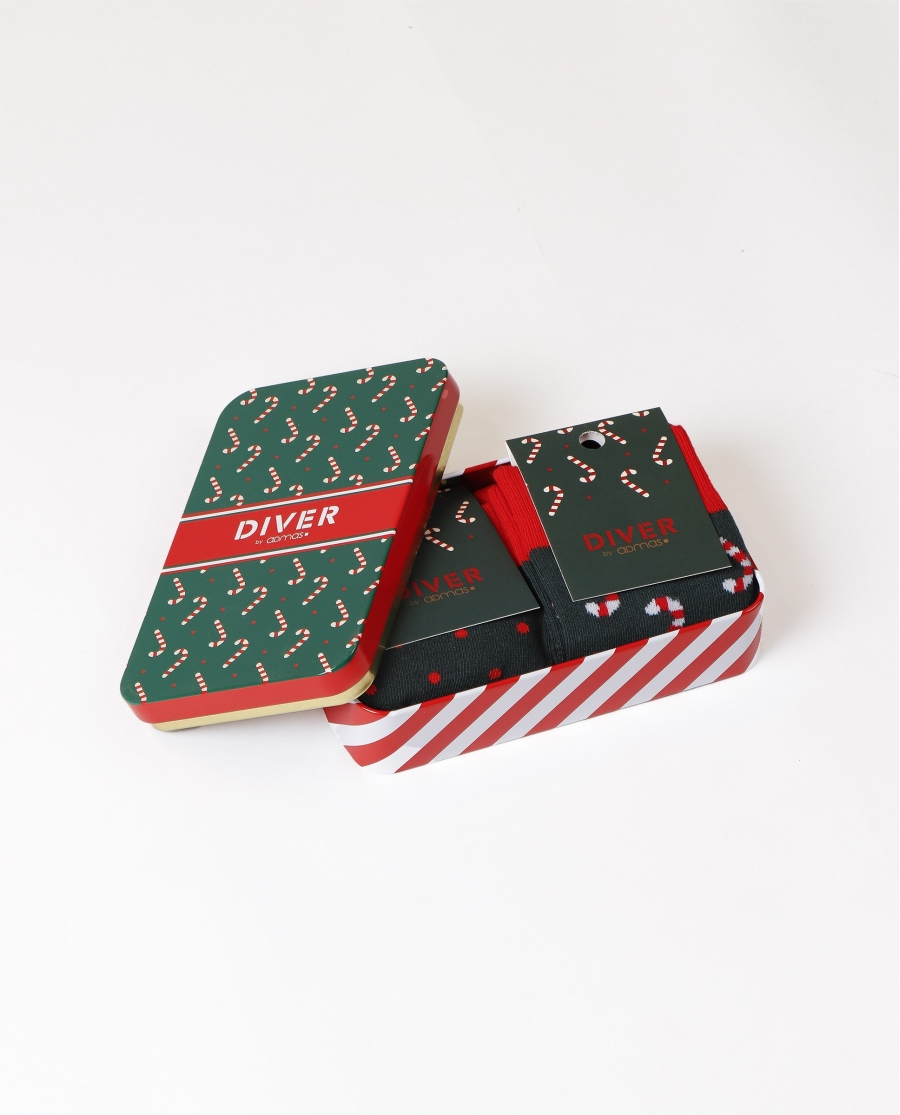 DIVER Calcetín Bastones para Hombre, (Caja de 24 unidades) PACK-COLOR