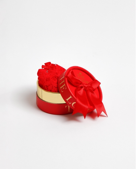 ADMAS Tanga Puntilla con Envase Regalo para Mujer, (Caja de 24 unidades) ROJO 2