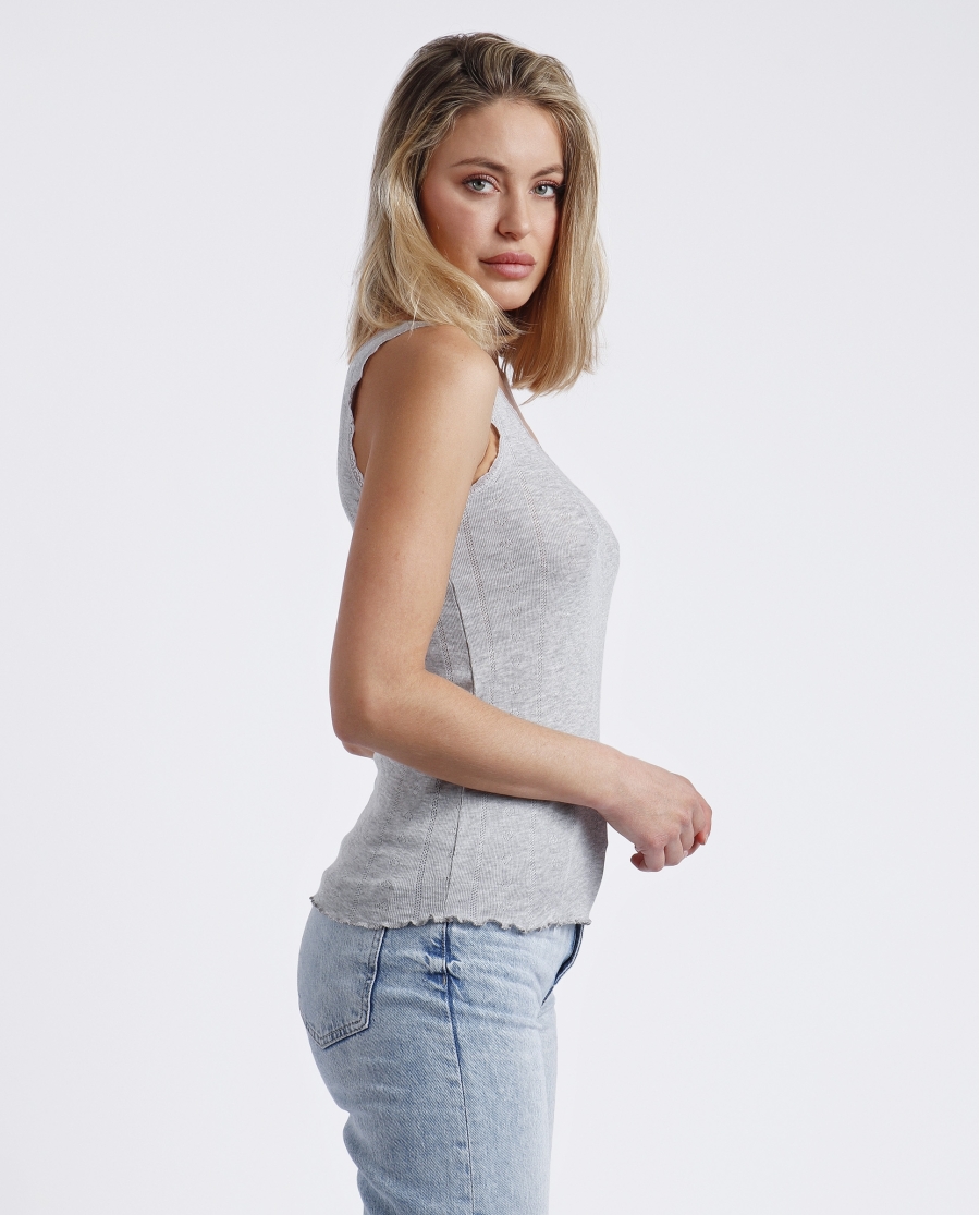 ADMAS Camiseta Tirante Canalé para Mujer GRIS JASPE