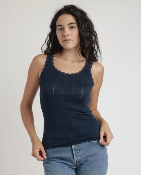 ADMAS Camiseta Tirante Canalé para Mujer MARINO