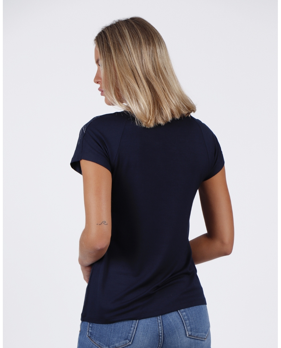 ADMAS Camiseta Manga Corta Planetario para Mujer MARINO